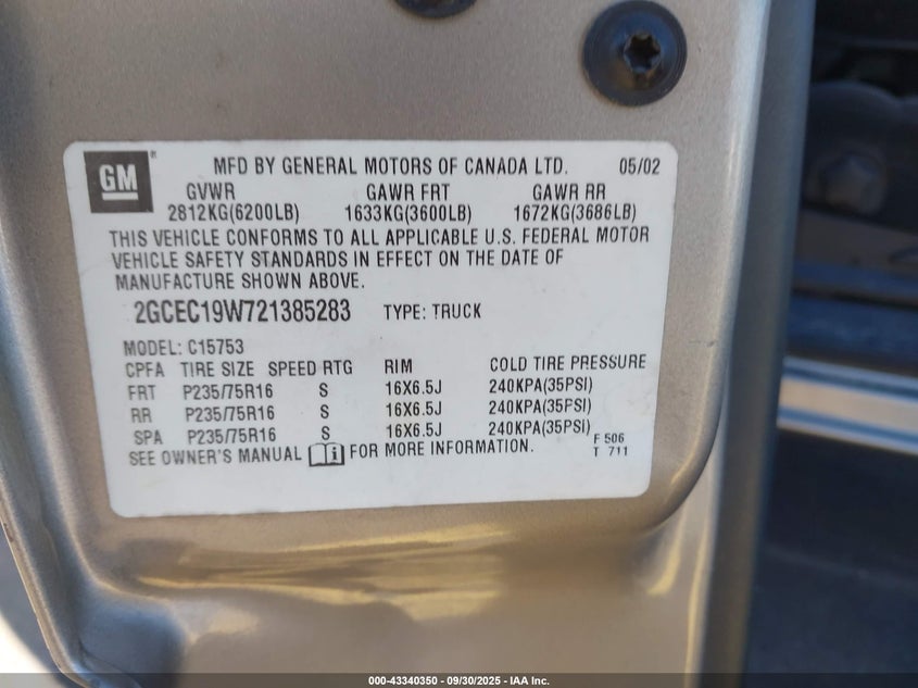 2GCEC19W721385283 2002 CHEVROLET SILVERADO photo no. 9