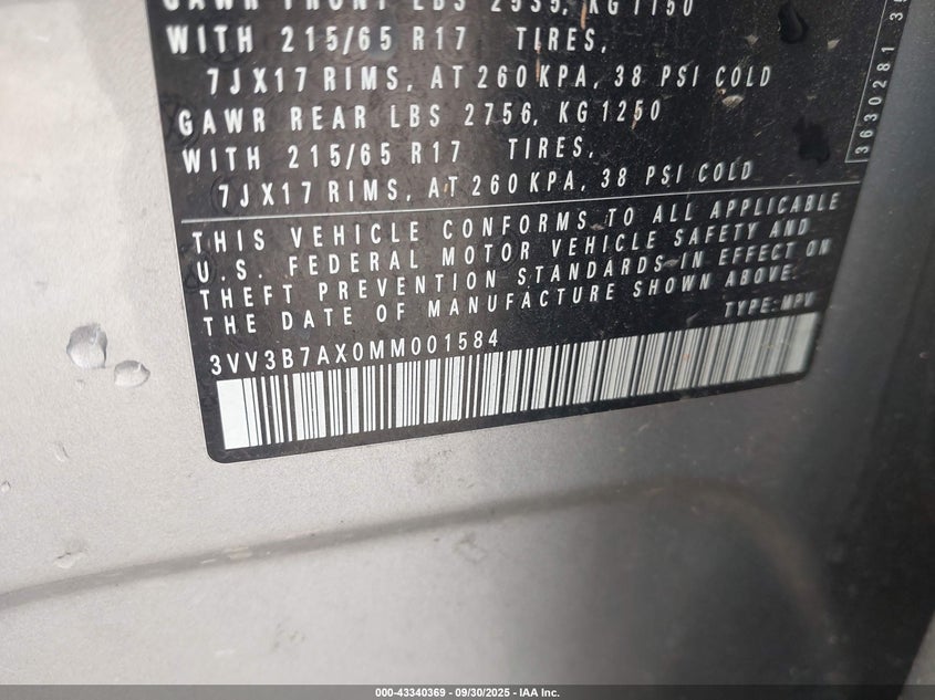 2021 VOLKSWAGEN TIGUAN 2.0T SE/2.0T SE R-LINE BLACK/2.0T SEL 3VV3B7AX0MM001584