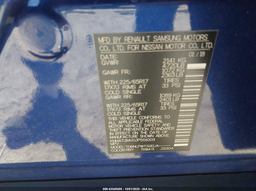 2018 NISSAN ROGUE S KNMAT2MV0JP551003