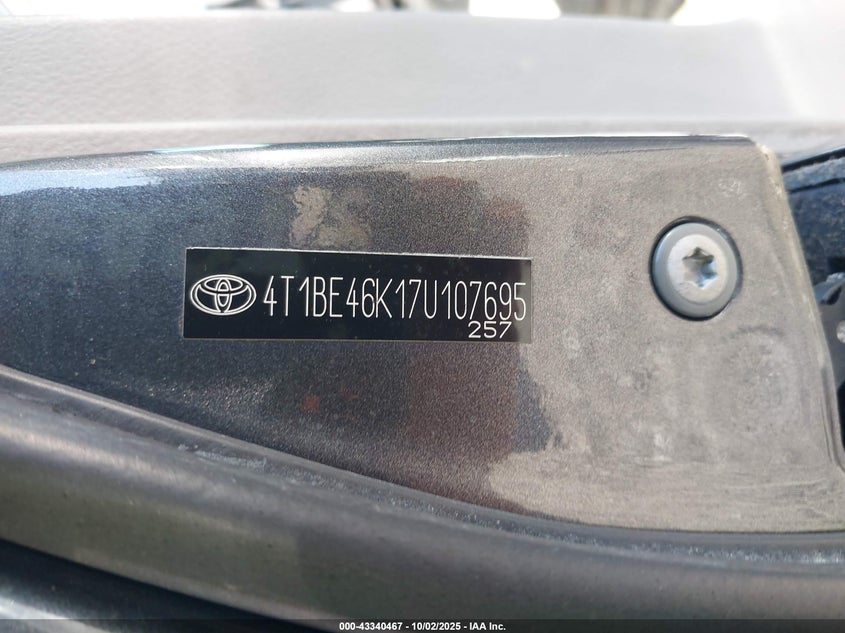 4T1BE46K17U107695 2007 TOYOTA CAMRY photo no. 11