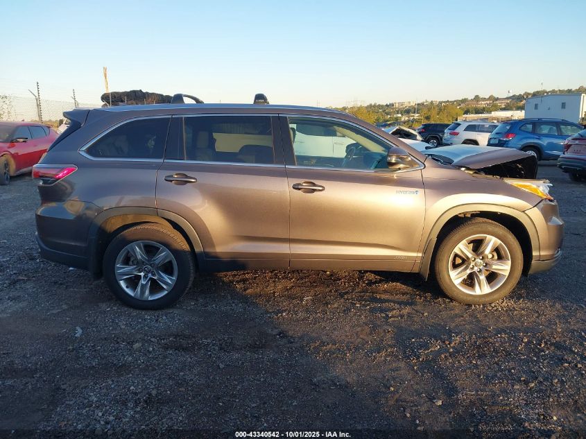 2016 Toyota Highlander Hybrid Limited VIN: 5TDDCRFH6GS017869 Lot: 43340542