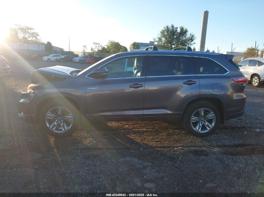 2016 Toyota Highlander Hybrid Limited VIN: 5TDDCRFH6GS017869 Lot: 43340542
