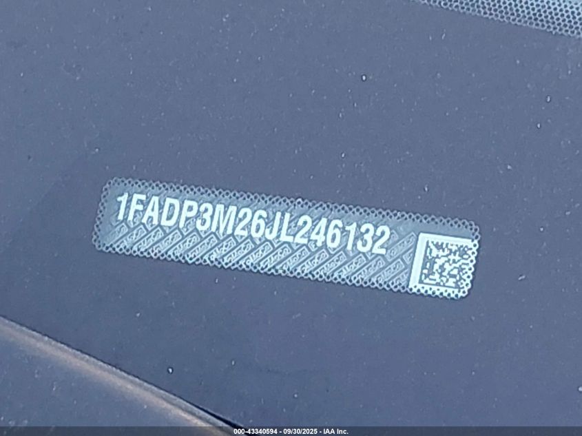 2018 Ford Focus Sel VIN: 1FADP3M26JL246132 Lot: 43340594