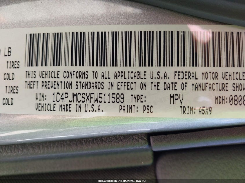 2015 JEEP CHEROKEE LATITUDE 1C4PJMCSXFW511589