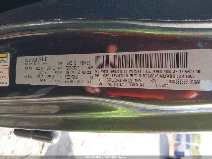 2018 Jeep Wrangler Jk Unlimited Sport S 4X4 VIN: 1C4BJWDG9JL809173 Lot: 43340752