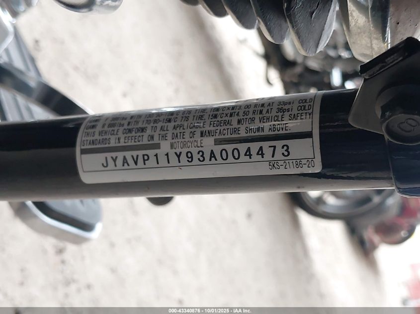 2003 Yamaha Xvs1100 A VIN: JYAVP11Y93A004473 Lot: 43340876