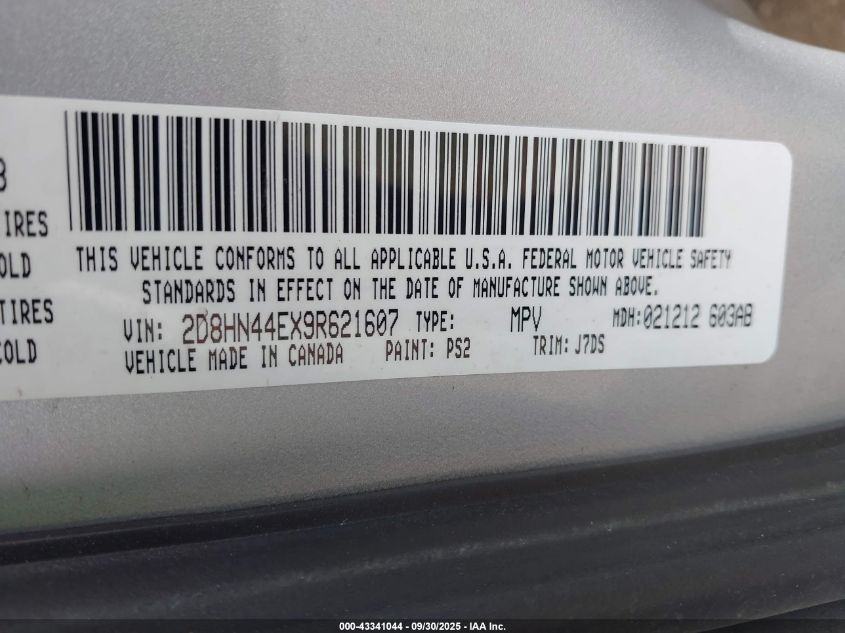 2009 Dodge Grand Caravan Se VIN: 2D8HN44EX9R621607 Lot: 43341044