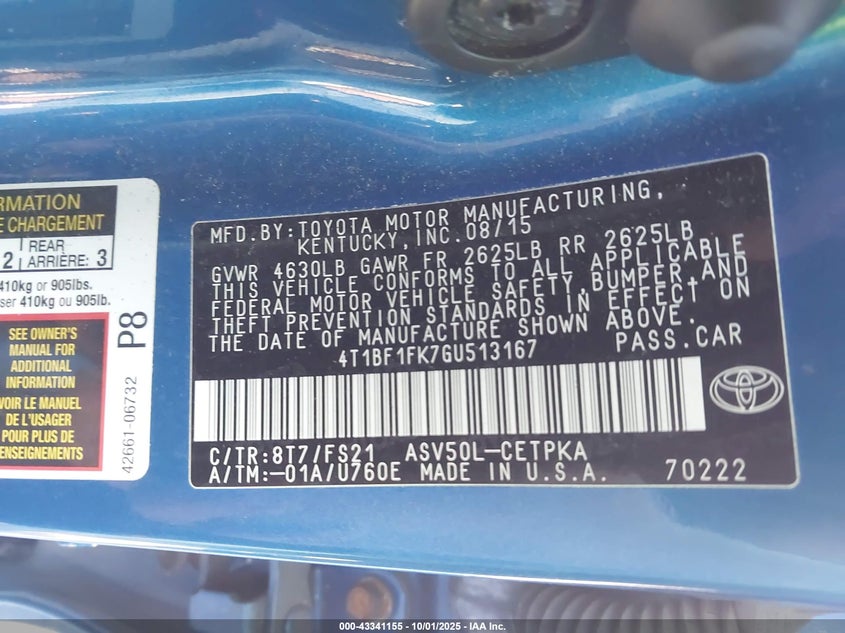 2016 TOYOTA CAMRY SE - 4T1BF1FK7GU513167