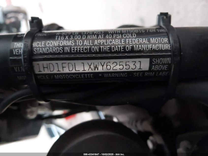 1998 Harley-Davidson Flhr VIN: 1HD1FDL1XWY625531 Lot: 43341647