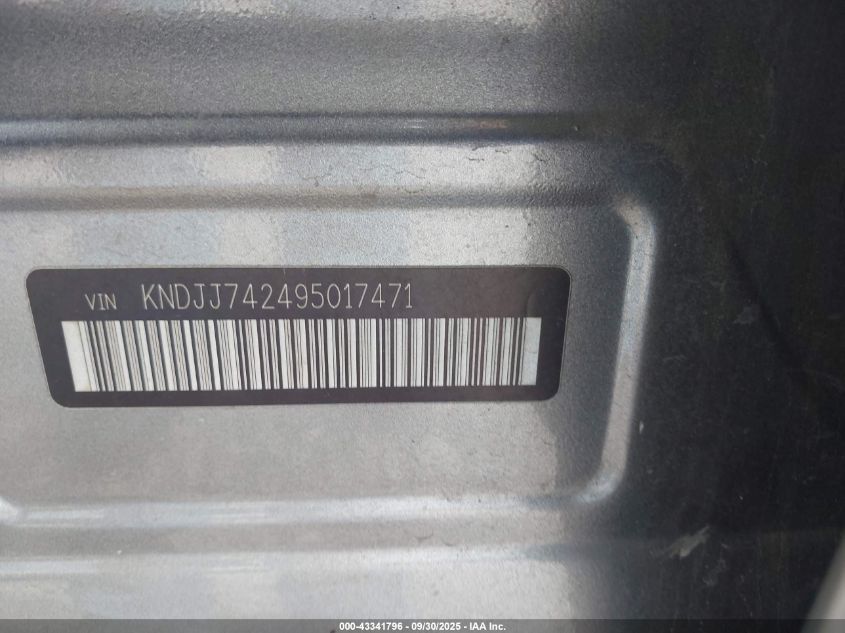 2009 Kia Borrego Ex V8 VIN: KNDJJ742495017471 Lot: 43341796
