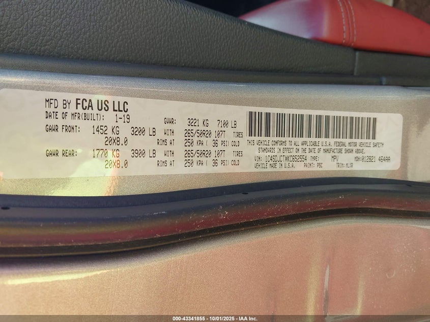 2019 DODGE DURANGO R/T AWD - 1C4SDJCTXKC652554