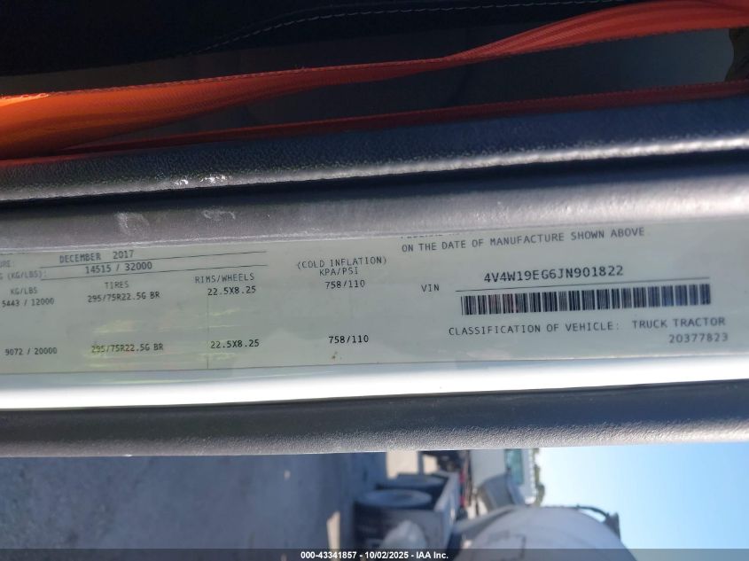 2018 Volvo Vnr VIN: 4V4W19EG6JN901822 Lot: 43341857