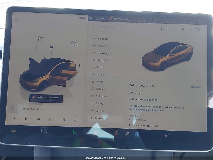 2023 Tesla Model 3 Rear-Wheel Drive VIN: 5YJ3E1EA1PF385599 Lot: 43342038