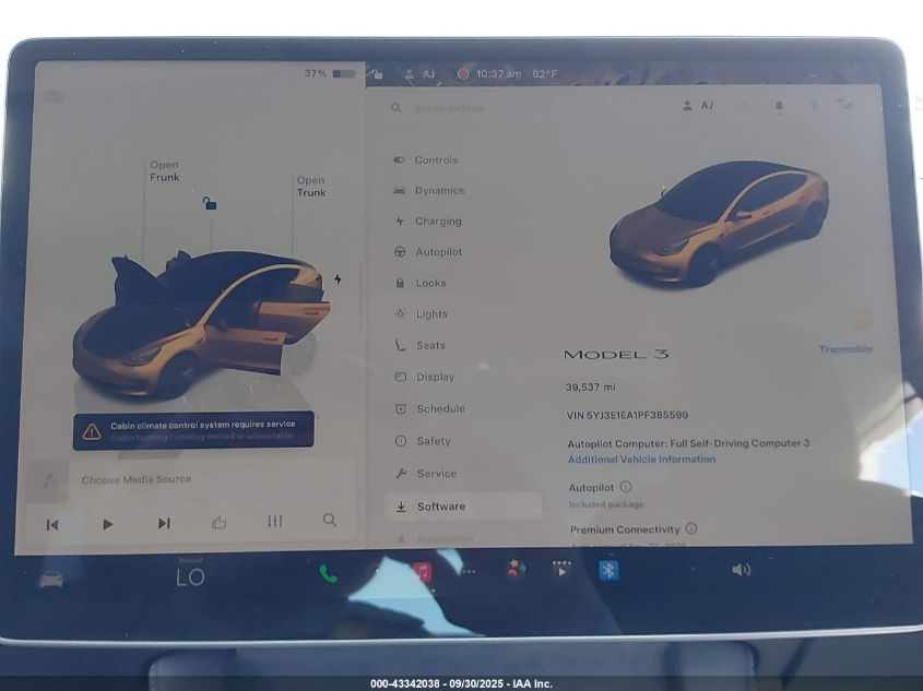 2023 Tesla Model 3 Rear-Wheel Drive VIN: 5YJ3E1EA1PF385599 Lot: 43342038