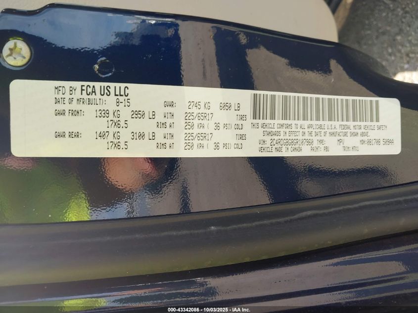 2016 Dodge Grand Caravan Se Plus VIN: 2C4RDGBG8GR107960 Lot: 43342086