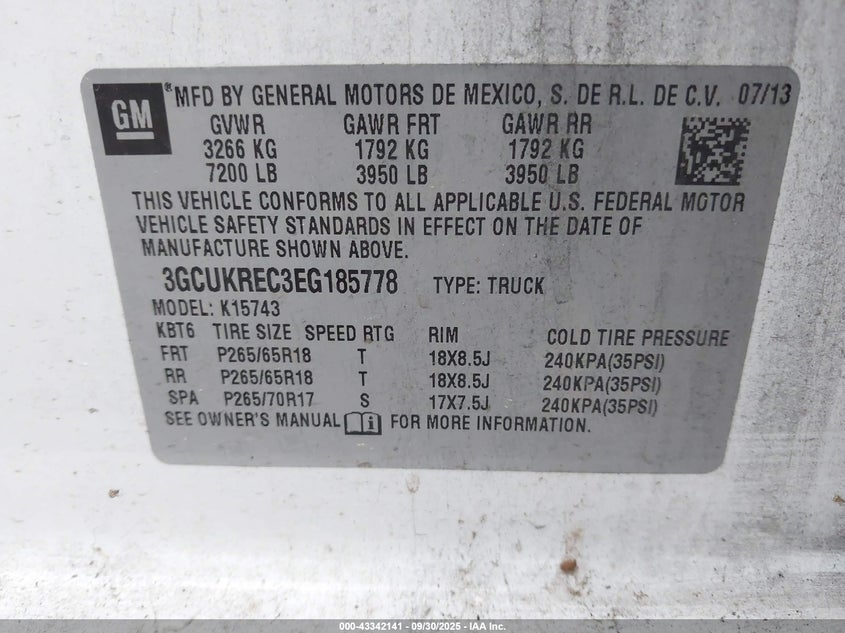 2014 CHEVROLET SILVERADO 1500 1LT - 3GCUKREC3EG185778