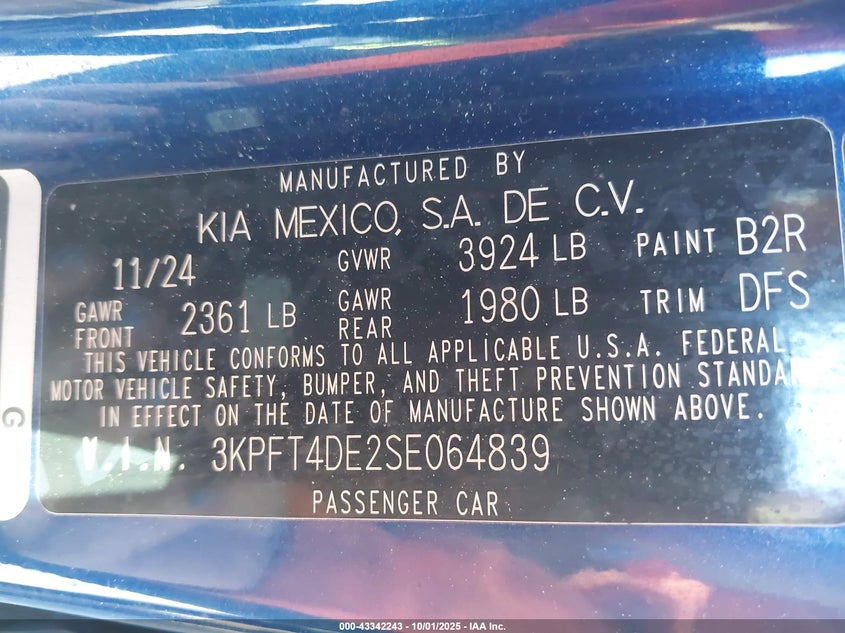 2025 KIA K4 LXS - 3KPFT4DE2SE064839