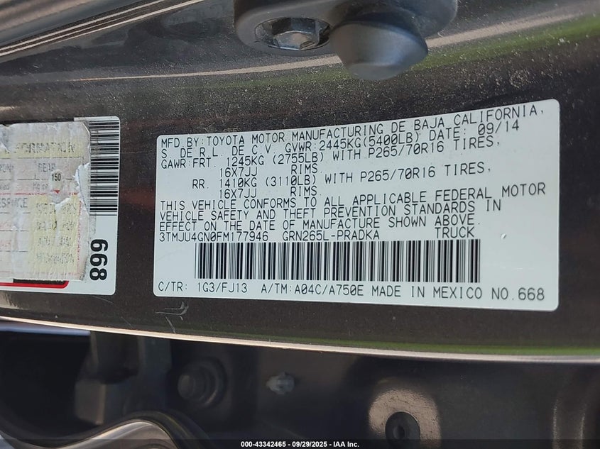 2015 TOYOTA TACOMA PRERUNNER V6 - 3TMJU4GN0FM177946