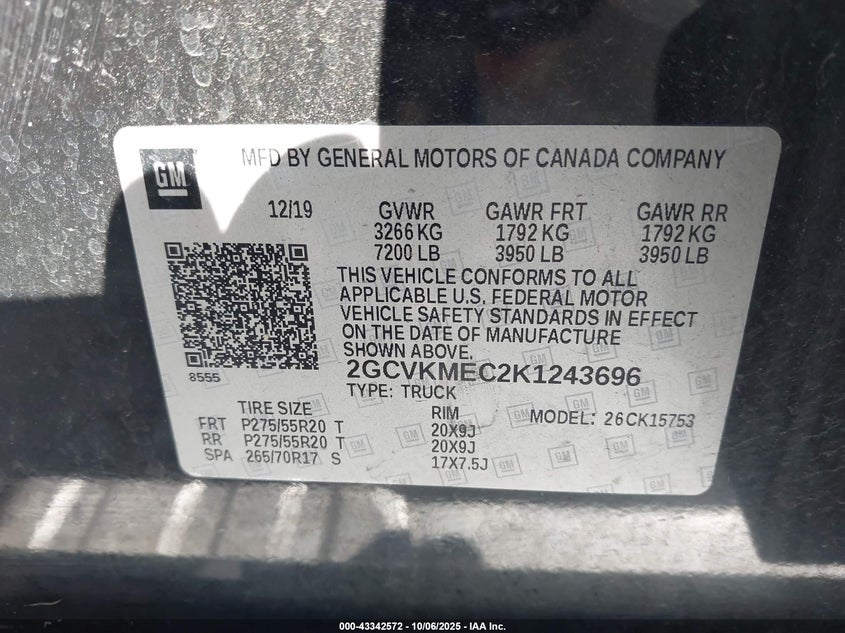 2019 Chevrolet Silverado 1500 Ld Silverado Custom VIN: 2GCVKMEC2K1243696 Lot: 43342572