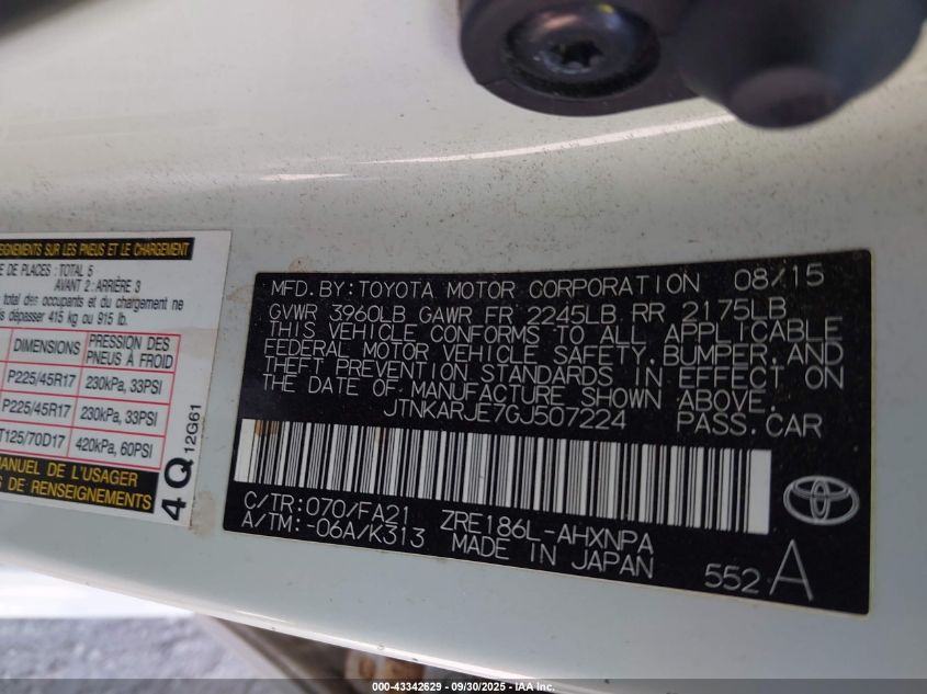 2016 Scion Im VIN: JTNKARJE7GJ507224 Lot: 43342629