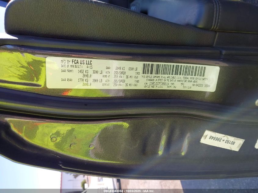 2015 Dodge Durango Limited VIN: 1C4RDJDG7FC858114 Lot: 43343354