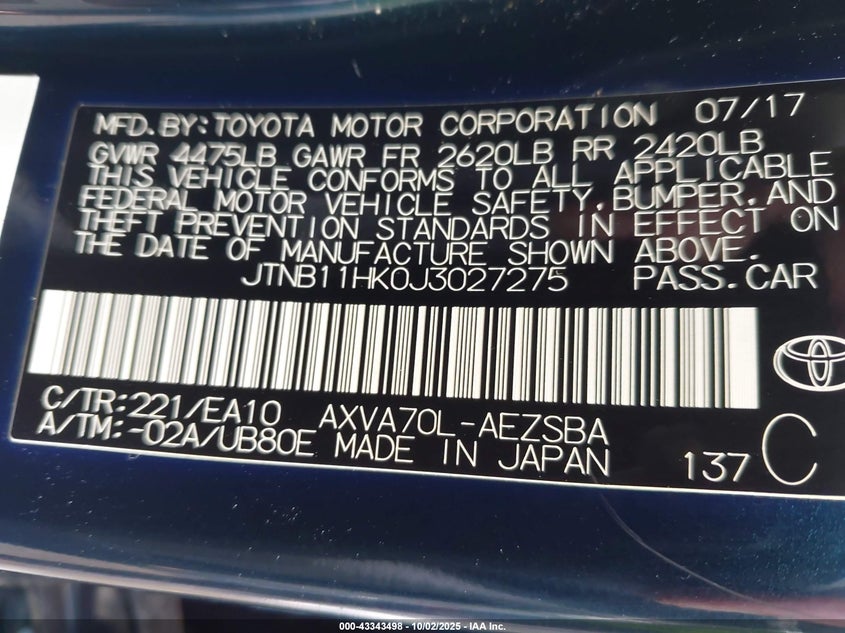 2018 TOYOTA CAMRY SE - JTNB11HK0J3027275
