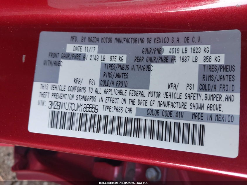 2018 MAZDA MAZDA3 SPORT - 3MZBN1U70JM186559