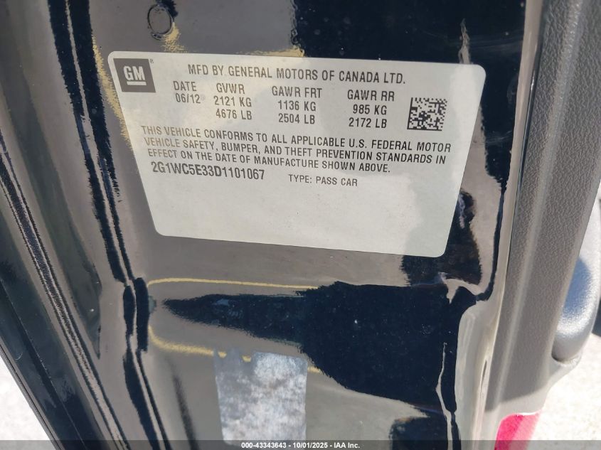 2013 Chevrolet Impala Ltz VIN: 2G1WC5E33D1101067 Lot: 43343643