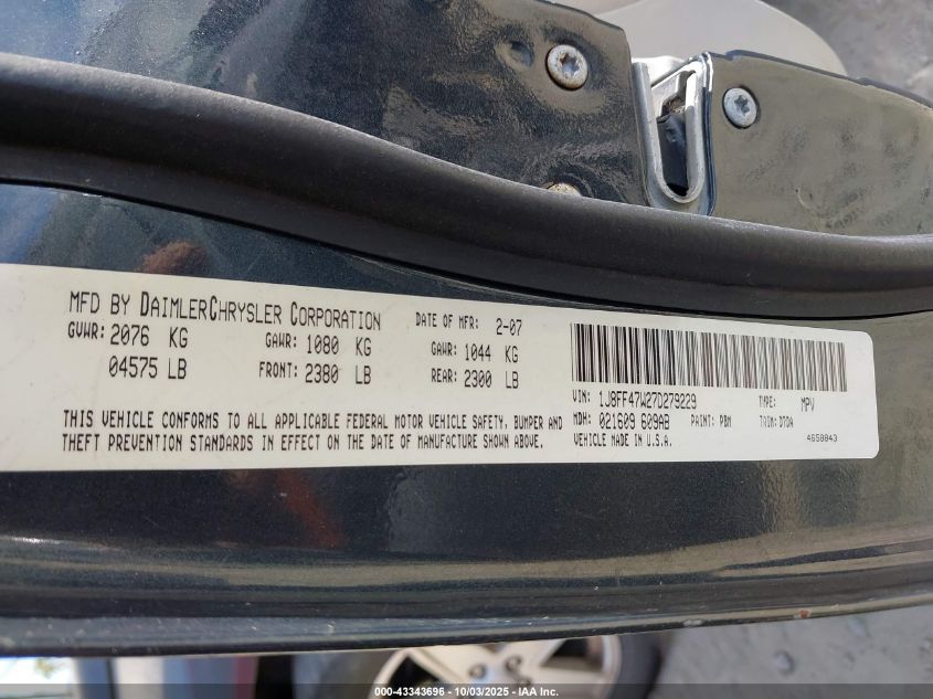 2007 Jeep Compass Sport VIN: 1J8FF47W27D279229 Lot: 43343696