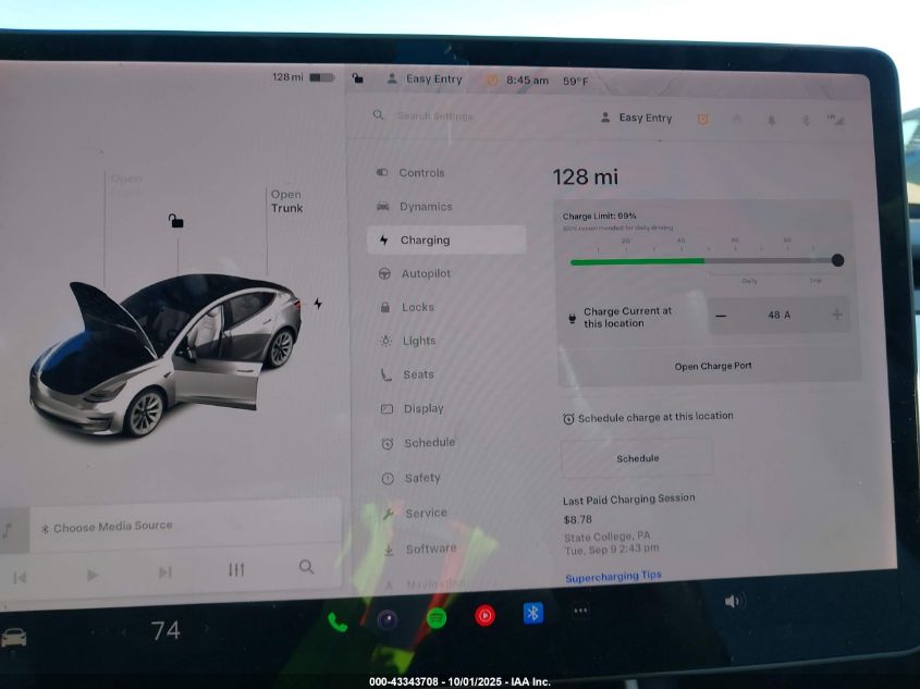 2019 Tesla Model 3 Long Range/Performance VIN: 5YJ3E1EB9KF454668 Lot: 43343708