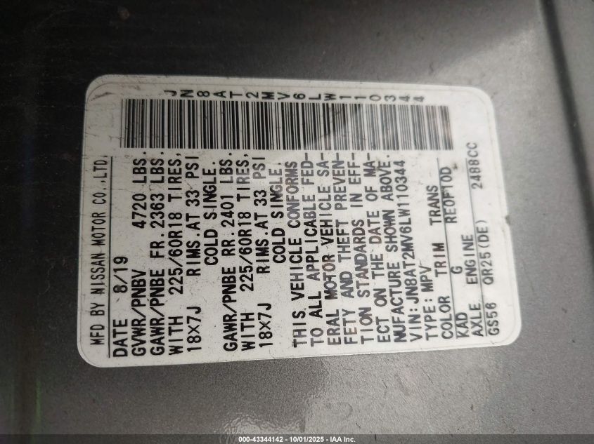 2020 NISSAN ROGUE SV INTELLIGENT AWD - JN8AT2MV6LW110344