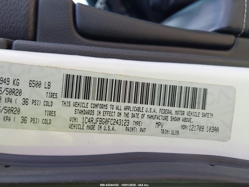 2015 JEEP GRAND CHEROKEE LIMITED - 1C4RJFBG0FC243123