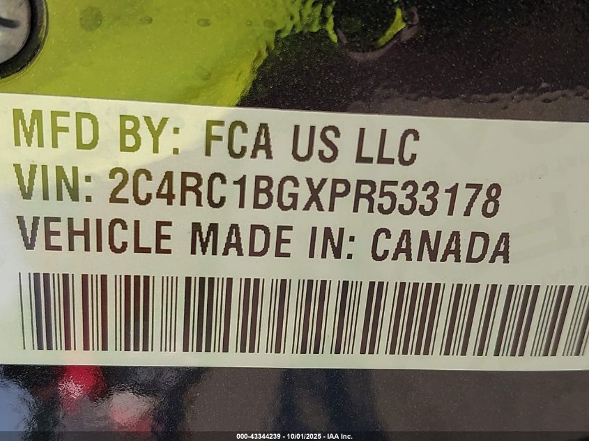 2023 Chrysler Pacifica Touring L VIN: 2C4RC1BGXPR533178 Lot: 43344239