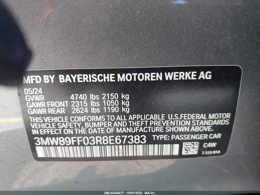 2024 BMW 3 SERIES 330I XDRIVE 3MW89FF03R8E67383