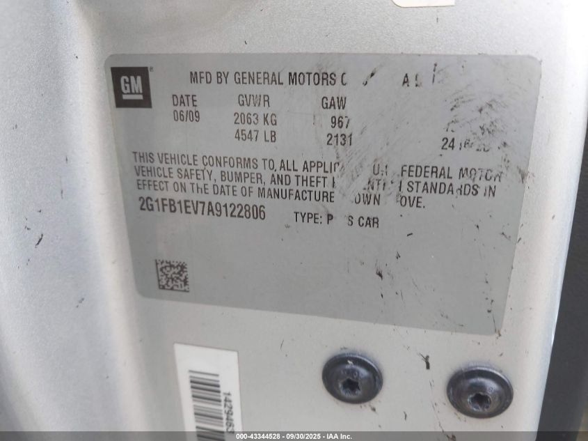 2010 Chevrolet Camaro 1Lt VIN: 2G1FB1EV7A9122806 Lot: 43344528