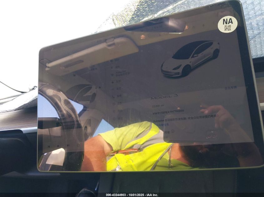 2023 Tesla Model 3 Rear-Wheel Drive VIN: 5YJ3E1EA7PF714550 Lot: 43344903
