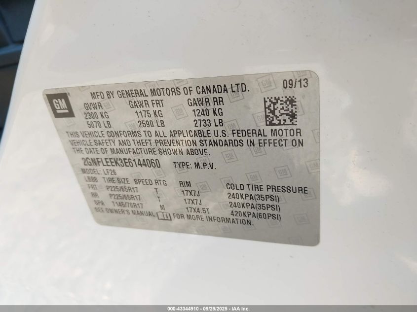 2014 Chevrolet Equinox Ls VIN: 2GNFLEEK3E6144060 Lot: 43344910