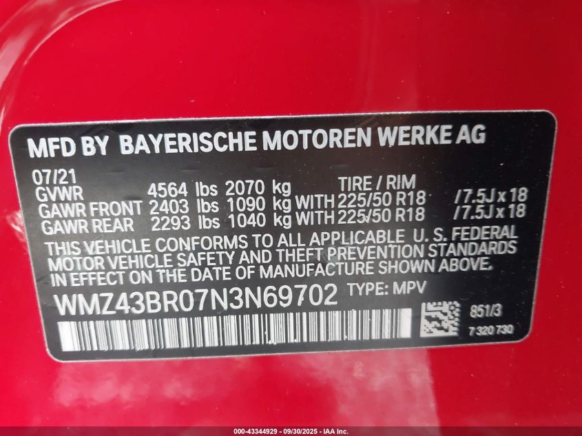 2022 MINI COUNTRYMAN COOPER - WMZ43BR07N3N69702