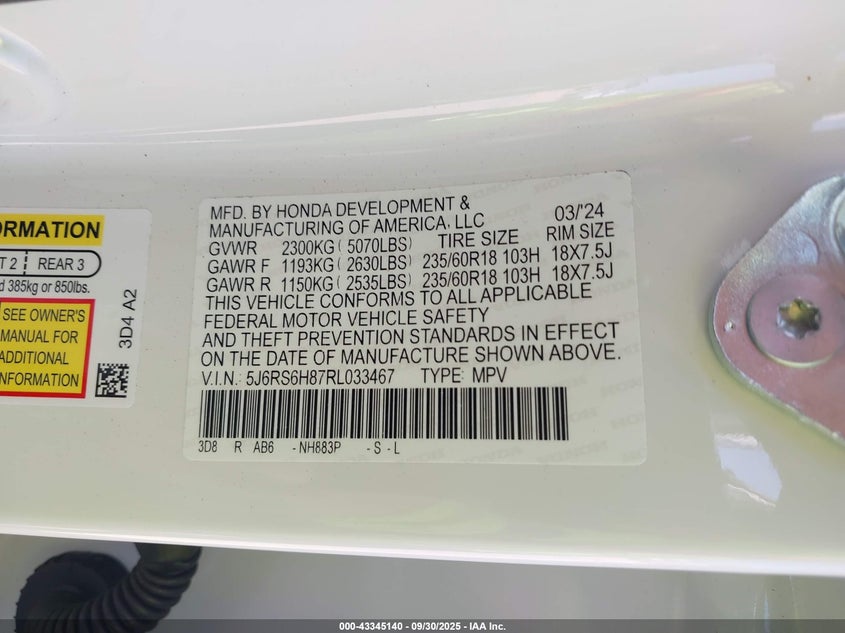 2024 HONDA CR-V HYBRID SPORT-L - 5J6RS6H87RL033467