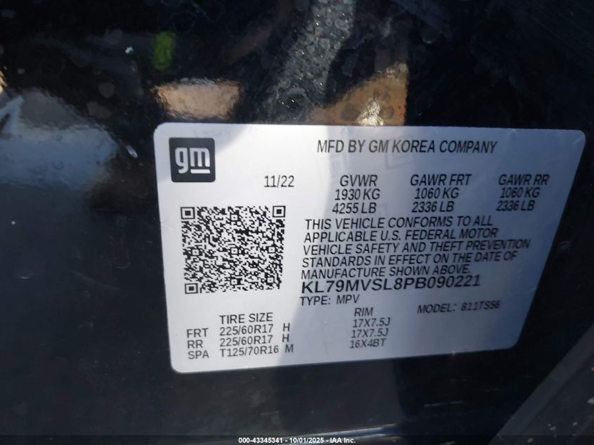 2023 Chevrolet Trailblazer Fwd Activ VIN: KL79MVSL8PB090221 Lot: 43345341