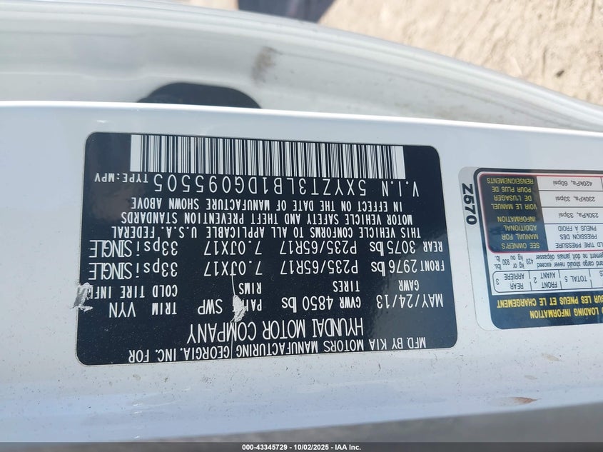 2013 HYUNDAI SANTA FE SPORT 5XYZT3LB1DG095505