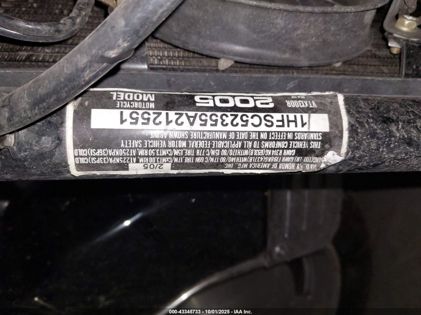 2005 Honda Vtx1300 R VIN: 1HFSC52355A212551 Lot: 43345733