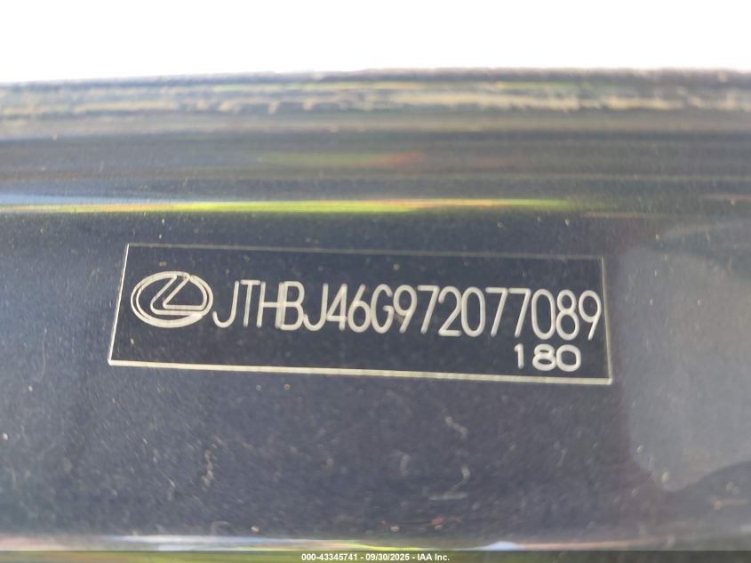 2007 Lexus Es 350 VIN: JTHBJ46G972077089 Lot: 43345741