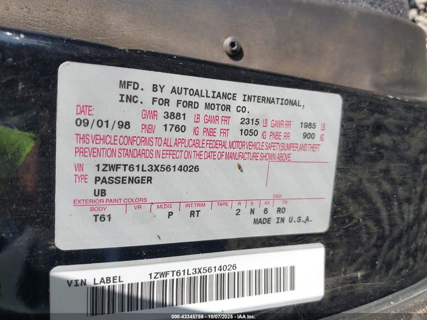 1ZWFT61L3X5614026 1999 MERCURY COUGAR photo no. 9