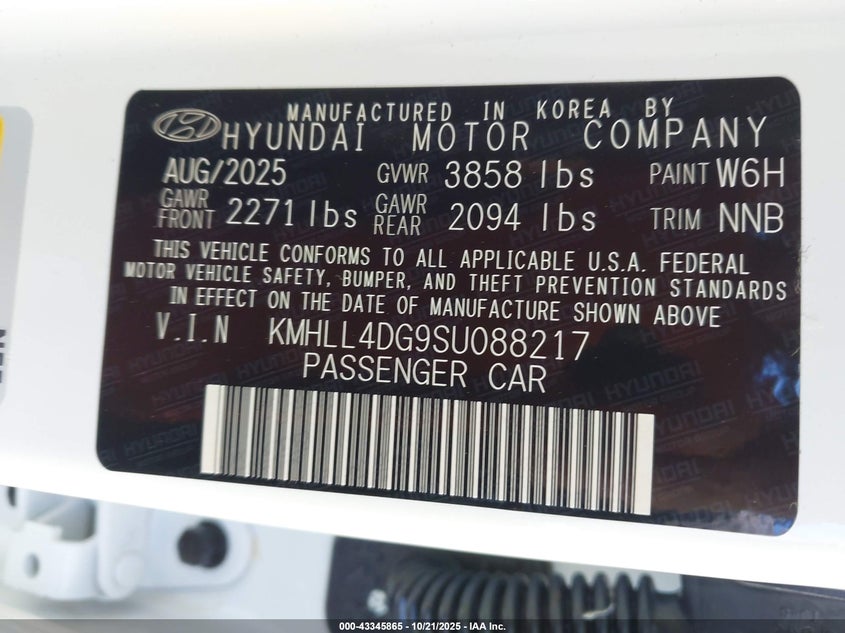 2025 HYUNDAI ELANTRA SE KMHLL4DG9SU088217