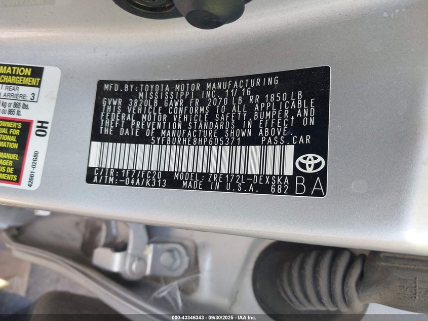 2017 TOYOTA COROLLA SE - 5YFBURHE8HP605371