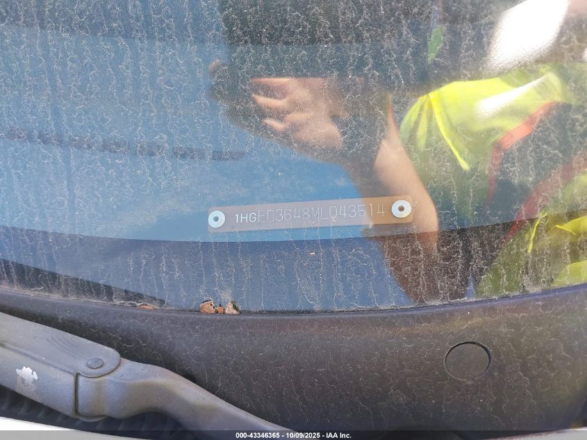 1991 Honda Civic Dx VIN: 1HGED3648ML043514 Lot: 43346365