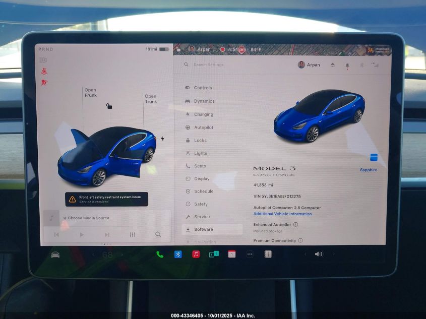 2018 Tesla Model 3 Long Range/Mid Range VIN: 5YJ3E1EA8JF012275 Lot: 43346405