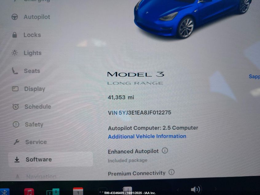 2018 Tesla Model 3 Long Range/Mid Range VIN: 5YJ3E1EA8JF012275 Lot: 43346405
