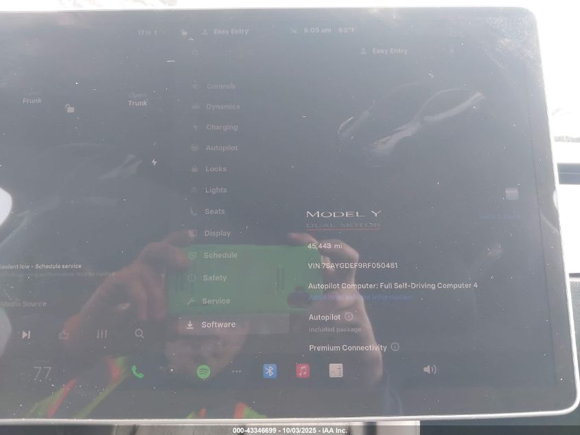 2024 Tesla Model Y Performance Dual Motor All-Wheel Drive VIN: 7SAYGDEF9RF050481 Lot: 43346699